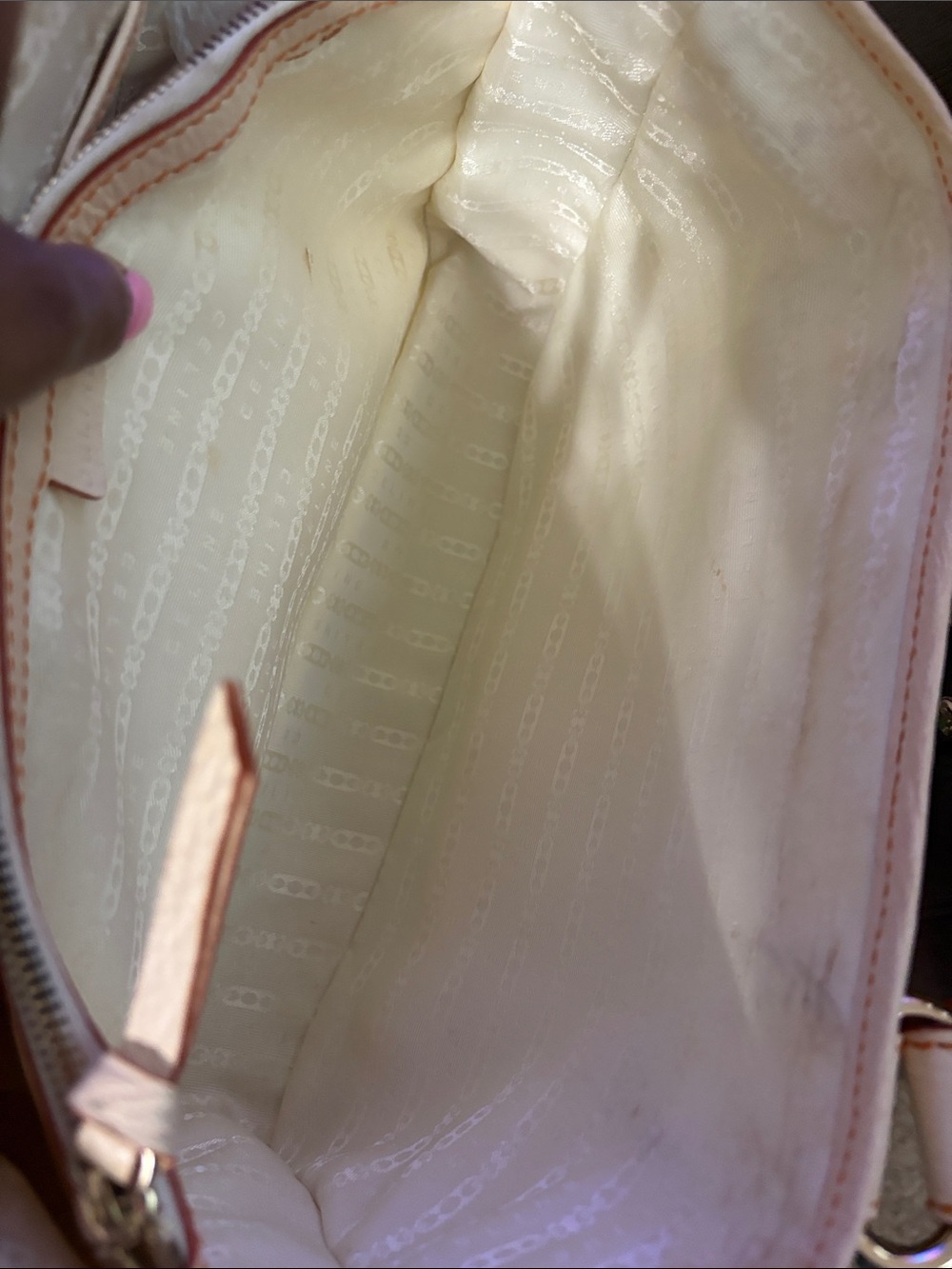 Celine Boogie Canvas Satchel - Orange & Cream Leather Trim with Tassels & Charm - Picture 14 of 16